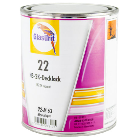 Peinture 2K HS Glasurit® Ligne 22 bleu moyen 1L